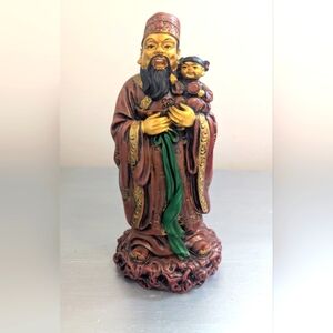 Vintage statue Feng Shui, Fu Lu Shou, God of prosperity, chinese, symbolism